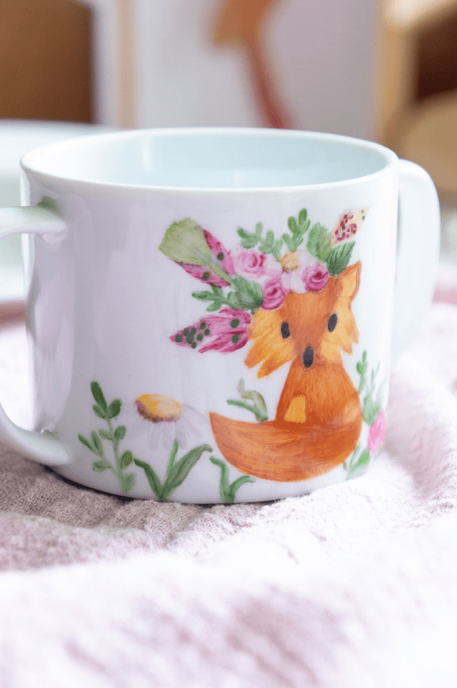 Ensemble assiette, tasse, premier repas bébé, motif renard à personnaliser, boite à dents, idée cadeau de naissance, baptême, anniversaire