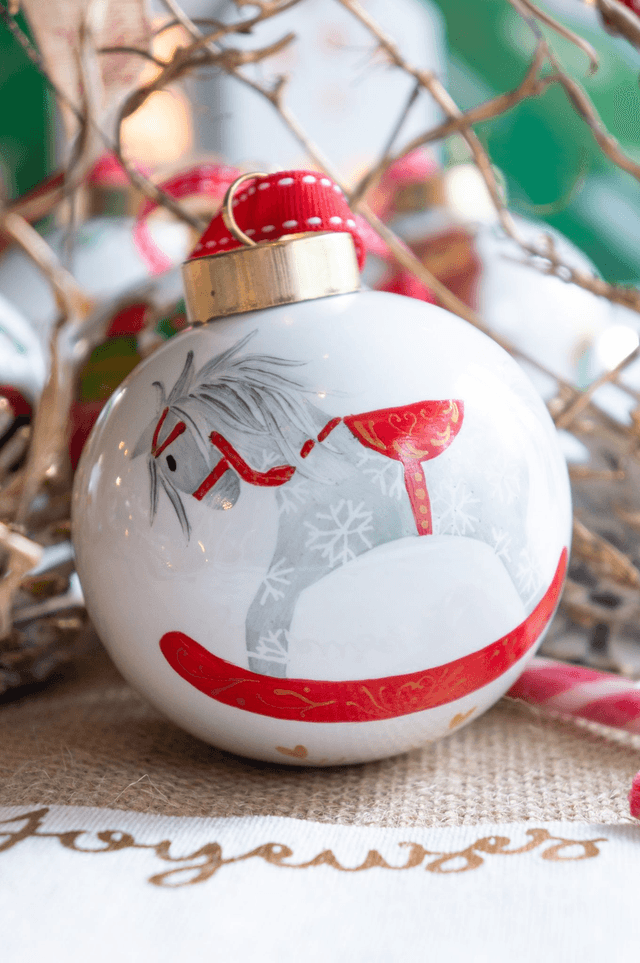 Boule Mon premier Noël en porcelaine à personnaliser, motif traditionnel unique 