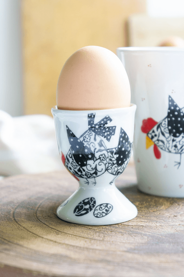 Coquetier et mug à café céramique personnalisés, coquetier et tasse à café poules stylisées, création unique, idée cadeau pour tous