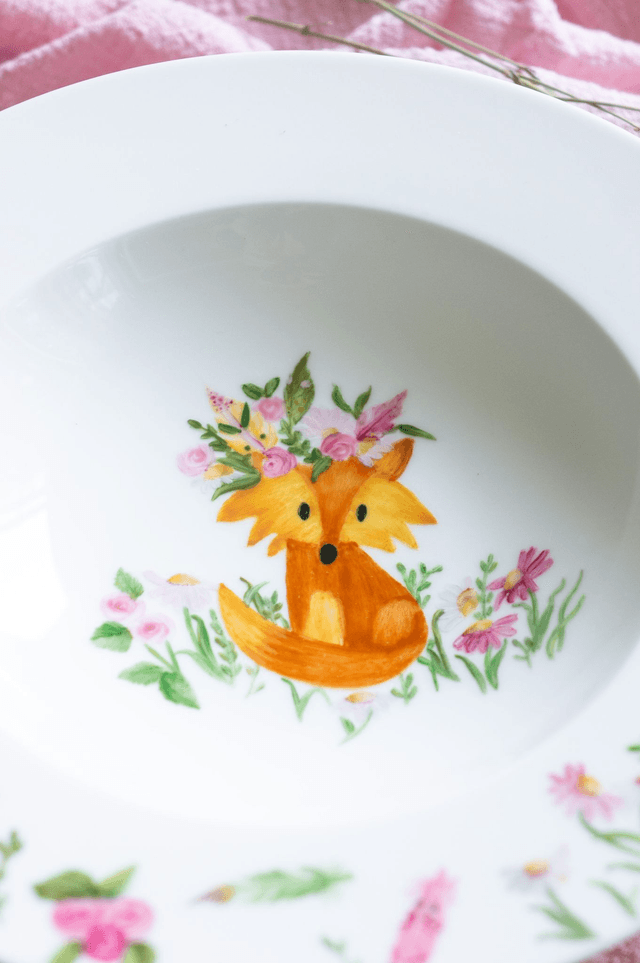 Ensemble assiette, tasse, premier repas bébé, motif renard à personnaliser, boite à dents, idée cadeau de naissance, baptême, anniversaire