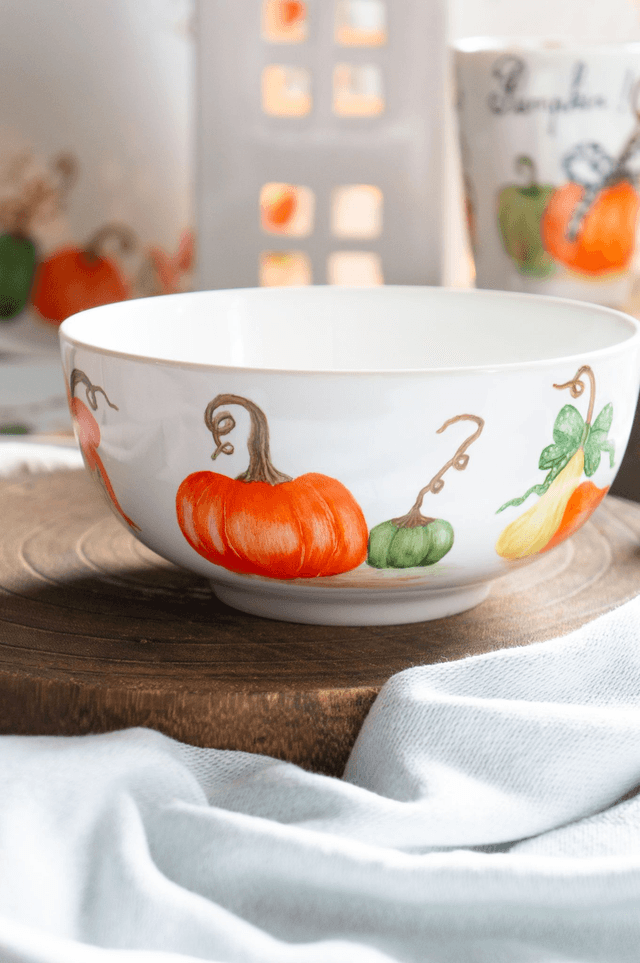 Bol en porcelaine peint à la main,  collection "Citrouilles d’Automne"