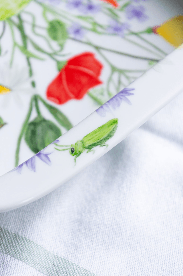 Plat en porcelaine pour le four, décor champêtre unique artisanal 