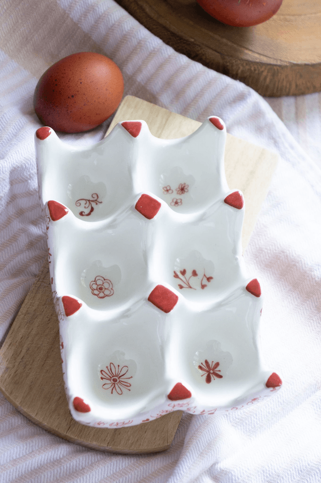 Présentoir à œufs en porcelaine, plat pour ranger les œufs décoration de la cuisine