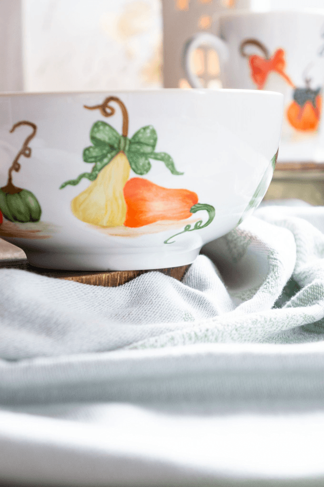 Bol en porcelaine peint à la main,  collection "Citrouilles d’Automne"