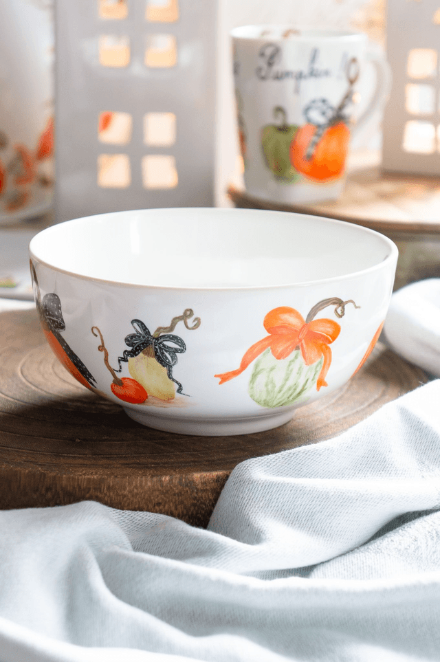 Bol en porcelaine peint à la main,  collection "Citrouilles d’Automne"