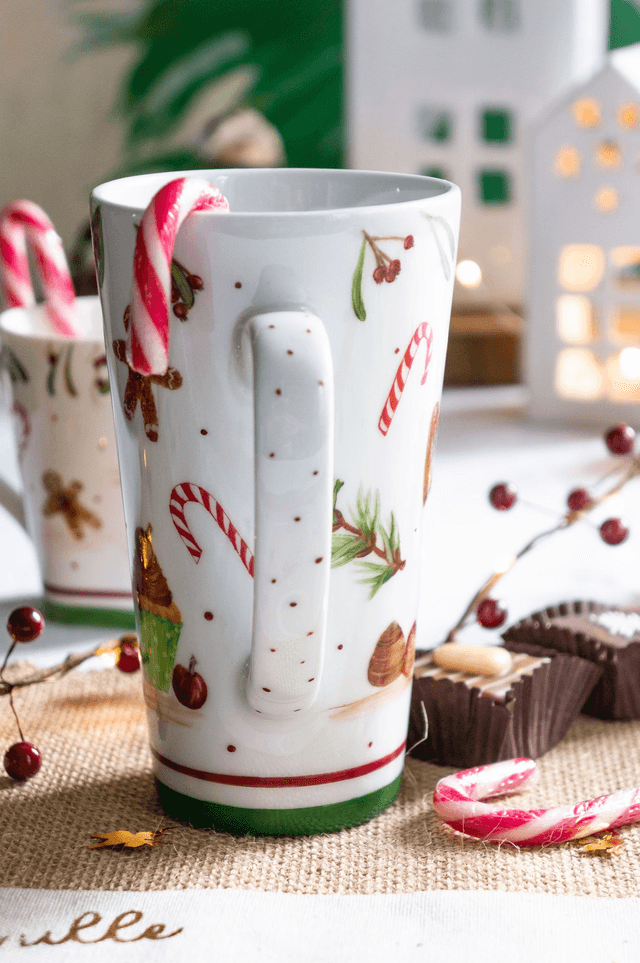 Mug XXL en Porcelaine Peint à la Main, gourmandises de Noël, mug de Noël