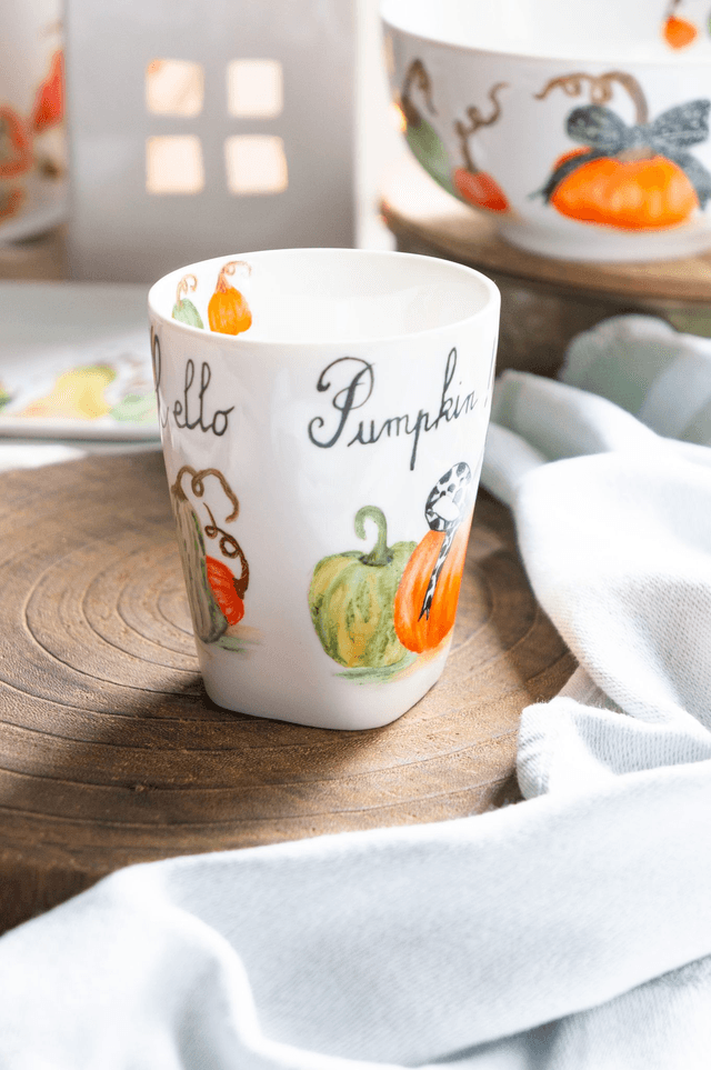 Mug d'Halloween en porcelaine peint à la main, collection "Citrouilles d’Automne"