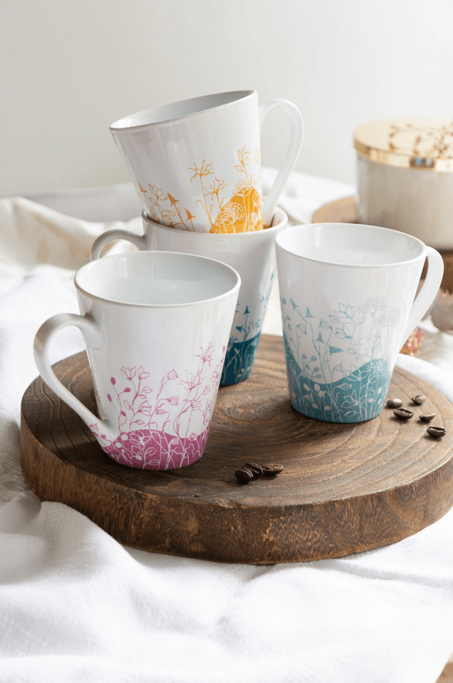 Mug tasse à café ou tasse à thé, en porcelaine, motif fleurs des champs finement peint à la main, idée cadeau anniversaire